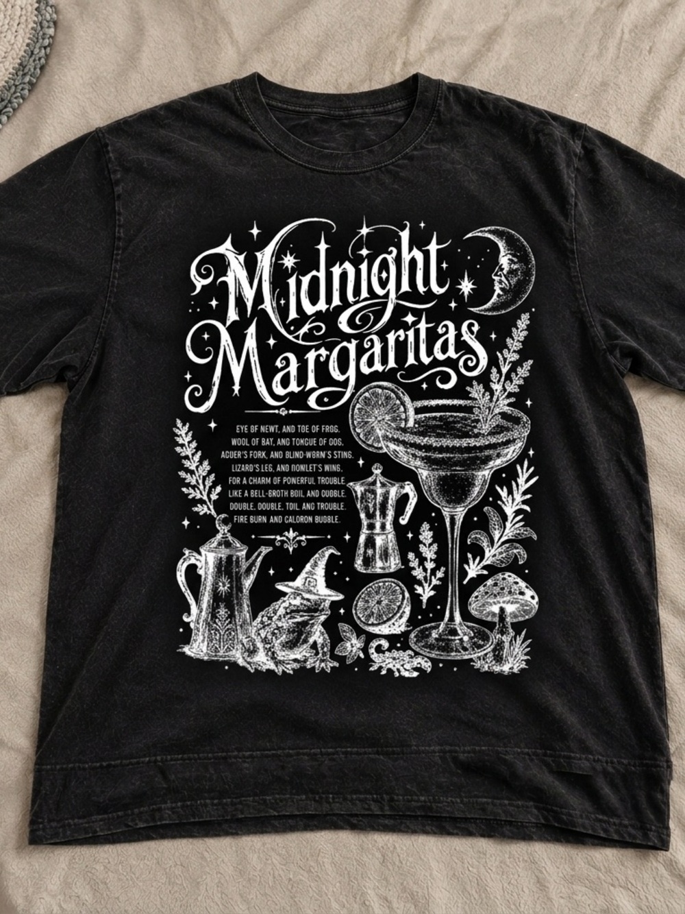 Midnight Margaritas Witchy Graphic Tee - Black Unisex